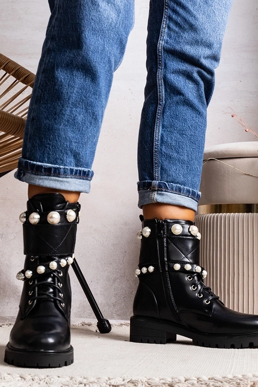 Botines de mujer negros con cordones...