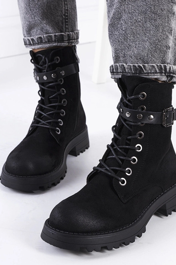 Botines negros con cordones para mujer Narnclaedra