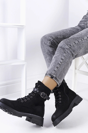 Botines negros con cordones para mujer Narnclaedra 2