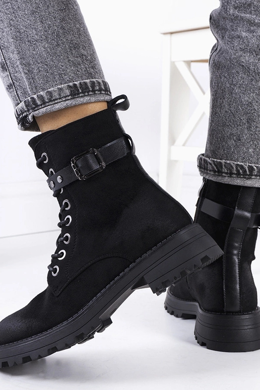 Botines negros con cordones para...