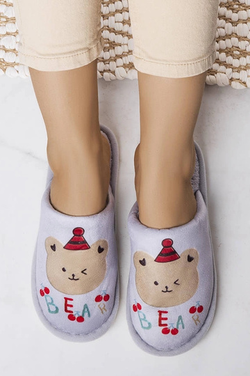 Pantuflas de oso suaves de color gris 2