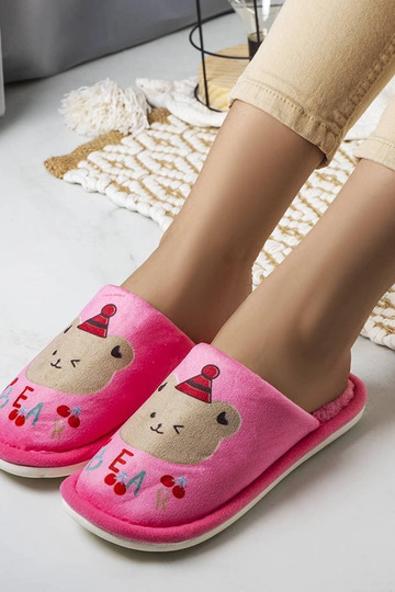 Pantuflas de oso suaves de color rosa oscuro