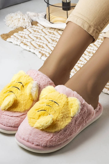 Pantuflas suaves de abeja de color rosa y amarillo