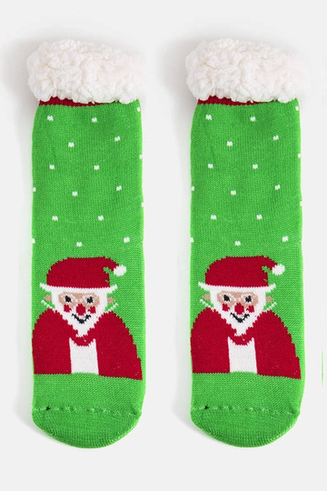 Calcetines de invierno verdes con Papá Noel, „Challi"