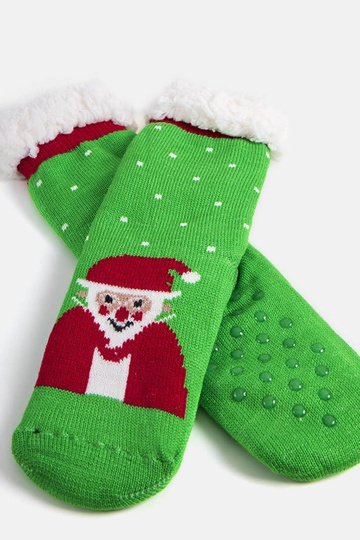 Calcetines de invierno verdes con Papá Noel, „Challi" 2