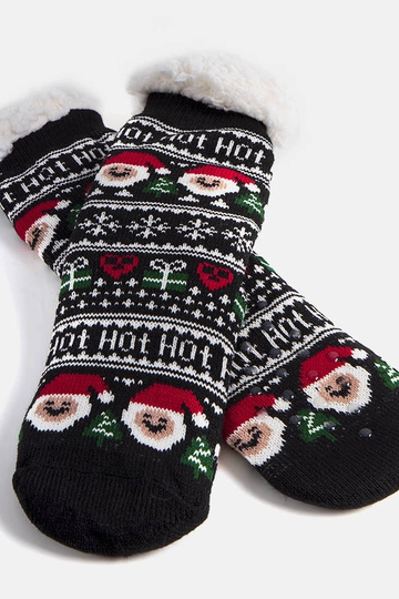 Calcetines negros aislantes con Papá Noel Challi 2
