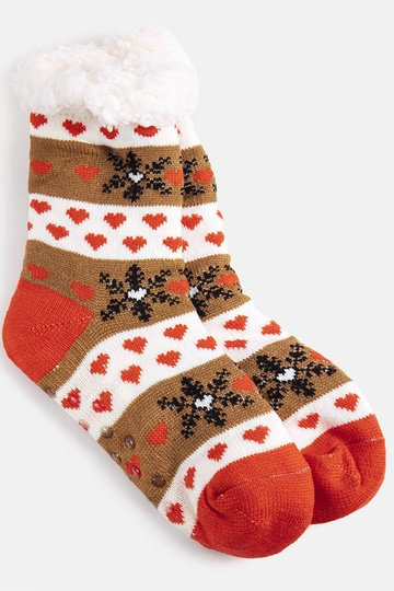 Calcetines de invierno Grondi de color marrón y naranja