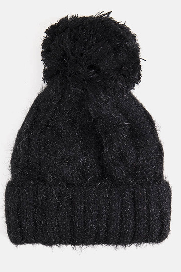 Gorro con pompón negro Karloti