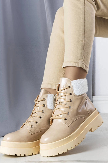 Botines de invierno color arena con piel, "Bryas" 2