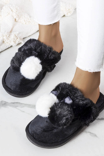 Pantuflas negras con gorro
