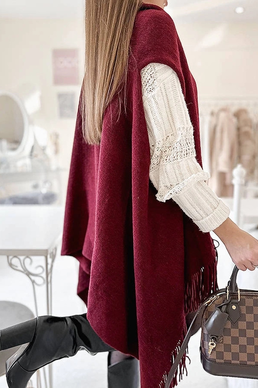 Chal de flecos burdeos de junio