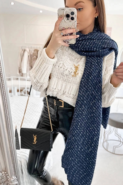 Bufanda de lunares azul marino Khalil