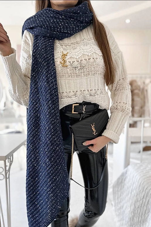 Bufanda de lunares azul marino Khalil