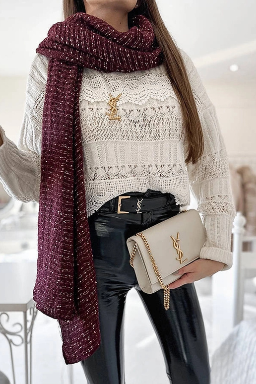 Bufanda Khalil de lunares burdeos