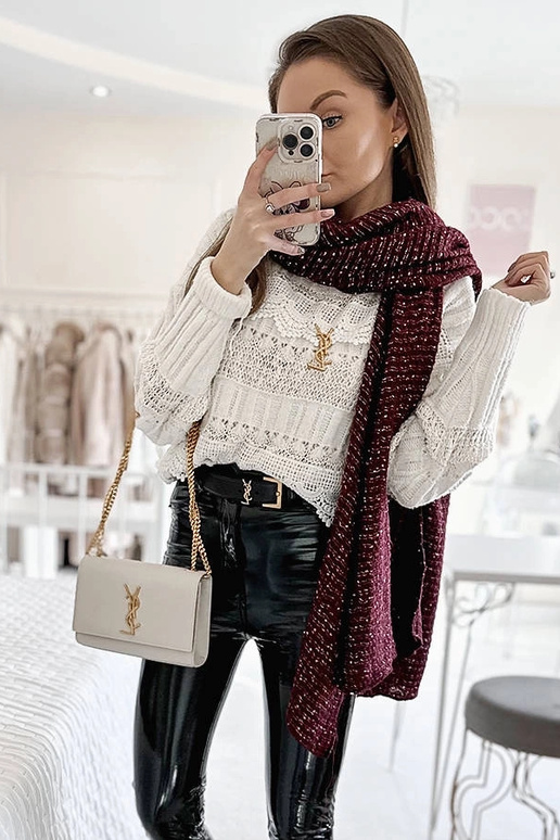 Bufanda Khalil de lunares burdeos