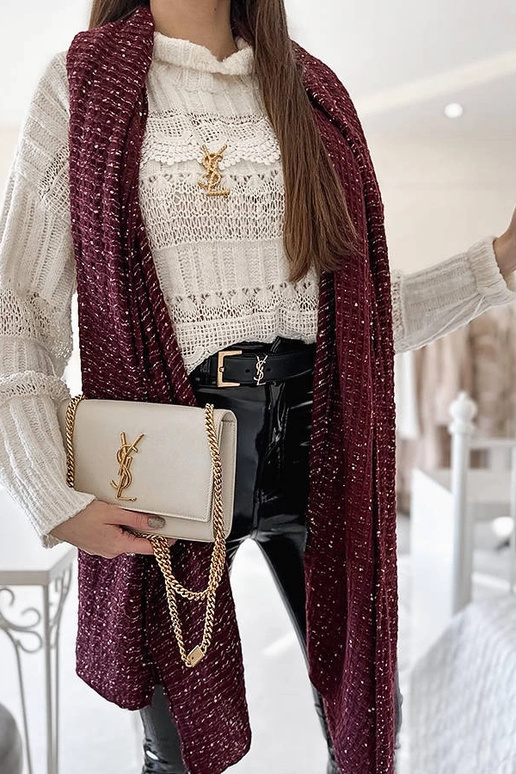 Bufanda Khalil de lunares burdeos