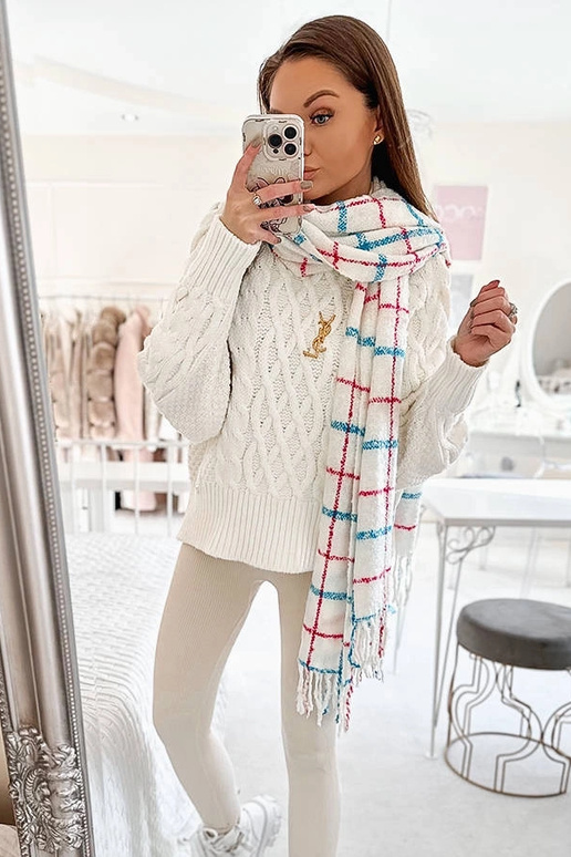 Bufanda de cuadros blancos de Rachael