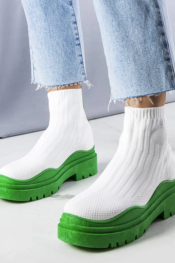 Botines blancos con plataforma verde, "Cali"