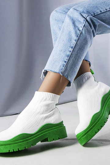 Botines blancos con plataforma verde, "Cali" 2