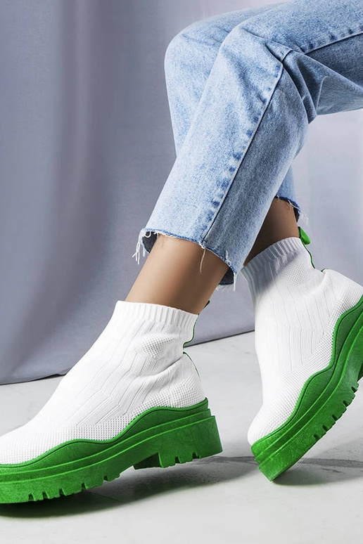 Botines blancos con plataforma verde,...