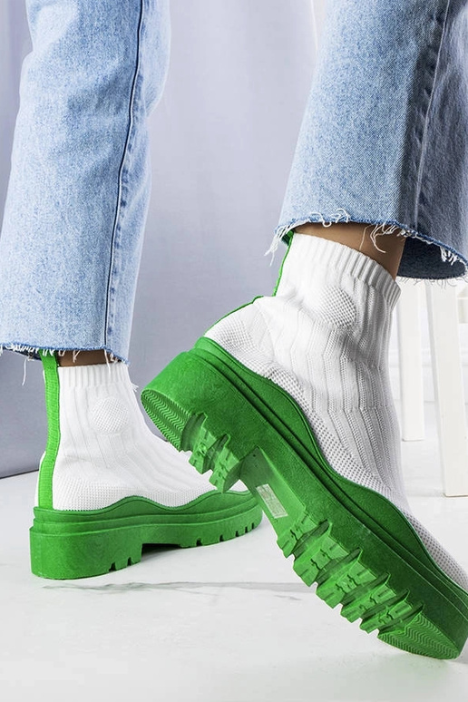 Botines blancos con plataforma verde,...