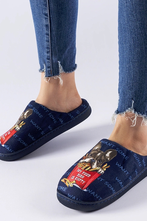 Pantuflas suaves de color azul marino...