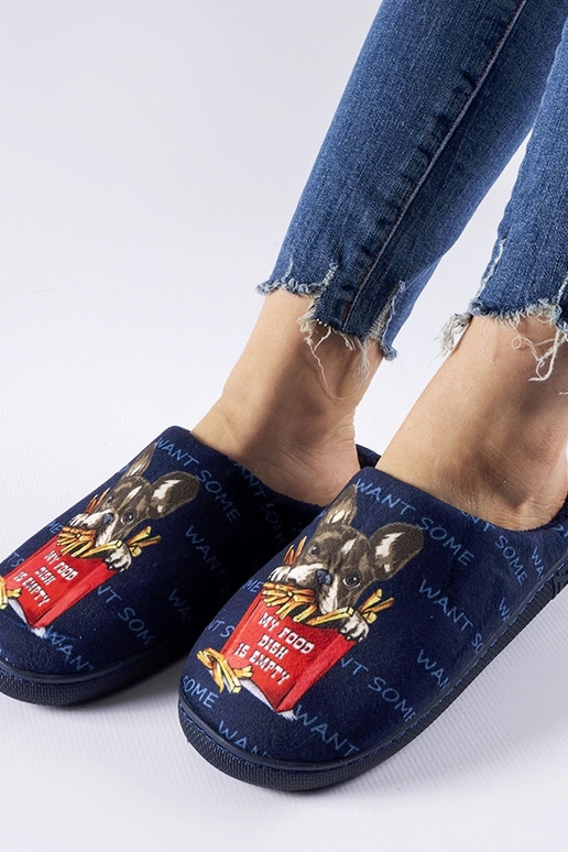 Pantuflas suaves de color azul marino...