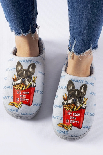 Pantuflas de papas fritas suaves de color gris 2
