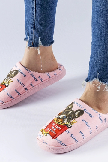 Pantuflas rosas suaves con forma de papas fritas