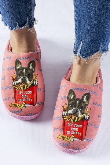 Pantuflas suaves de color rosa oscuro con forma de papas fritas 2