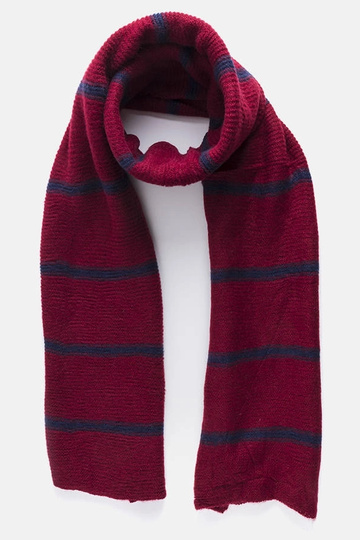 Bufanda burdeos con rayas...
