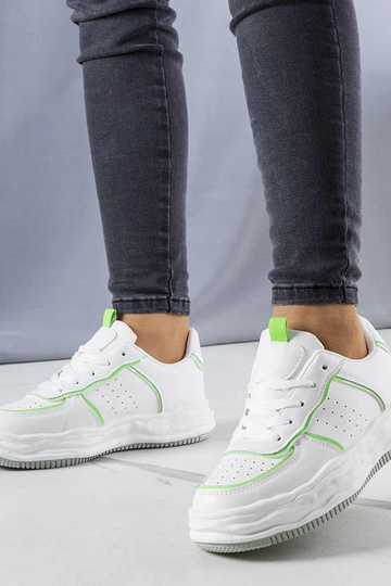 Zapatillas blancas con inserciones verdes Nettie