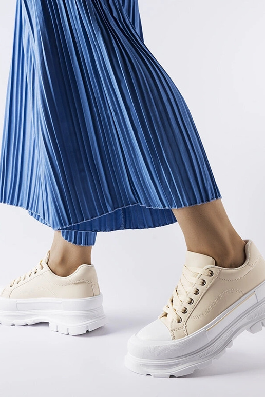 Zapatillas de plataforma alta beige Kari