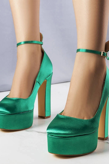 Tacones verdes con tacón alto, "Lila"
