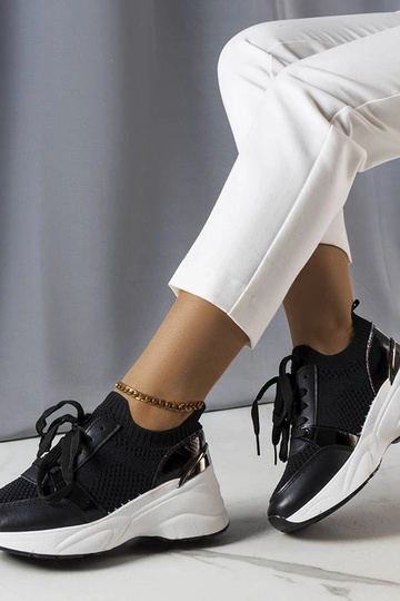 Zapatillas deportivas negras con plataforma, "Ann"