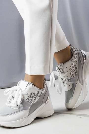 Zapatillas deportivas grises con monograma, "Lora"