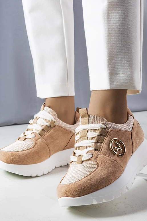 Zapatillas deportivas color arena con...