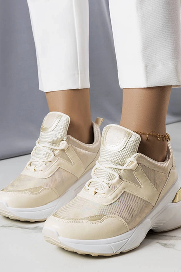 Zapatillas beige con aplicaciones metalizadas Ruais
