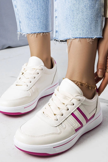 Zapatillas color crema con inserciones rosas Olympia