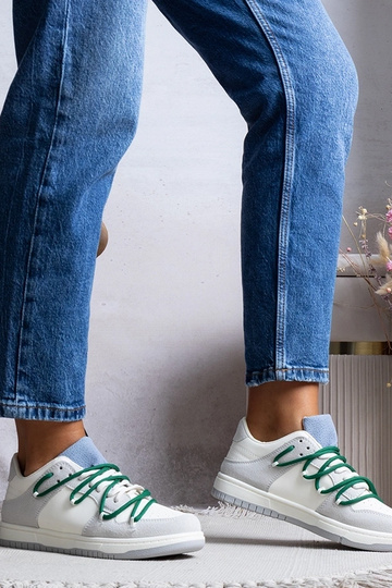 Zapatillas deportivas de mujer grises con cordones verdes Arcobaleno