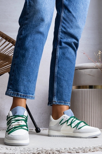 Zapatillas deportivas de mujer grises con cordones verdes Arcobaleno 2