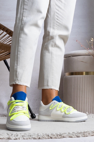 Zapatillas deportivas de mujer grises con cordones neón Arcobaleno 2