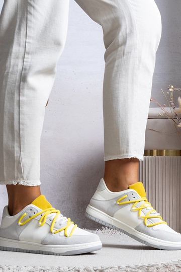 Zapatillas deportivas de mujer grises con cordones amarillos Arcobaleno