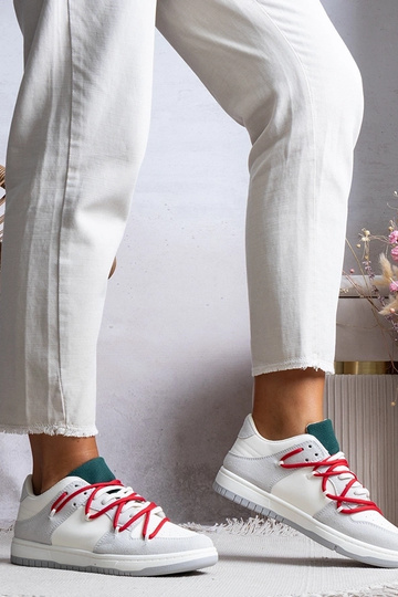 Zapatillas deportivas de mujer grises con cordones rojos Arcobaleno
