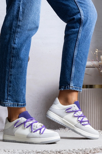 Zapatillas grises mujer zapatillas cordones morados Arcobaleno