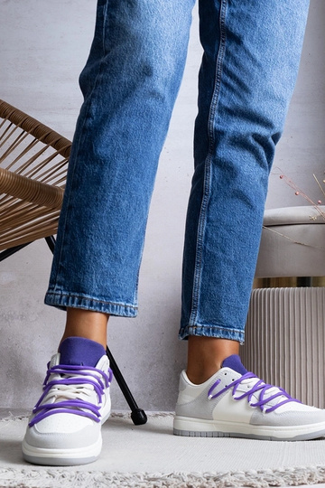 Zapatillas grises mujer zapatillas cordones morados Arcobaleno 2