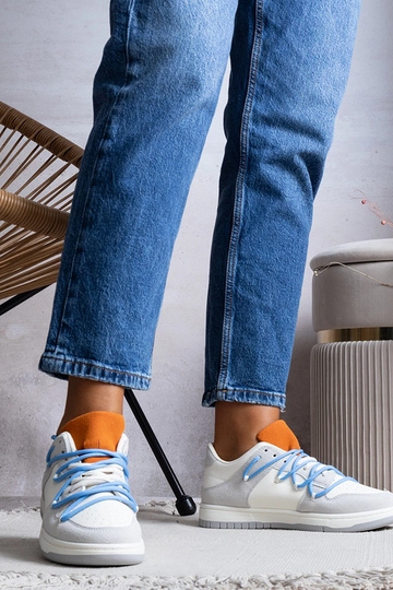 Zapatillas deportivas mujer grises cordones azules Arcobaleno 2