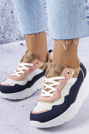 Zapatillas azul marino con aplicaciones doradas Lebrun