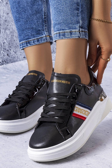 Zapatos negros con inserciones de charol Annot