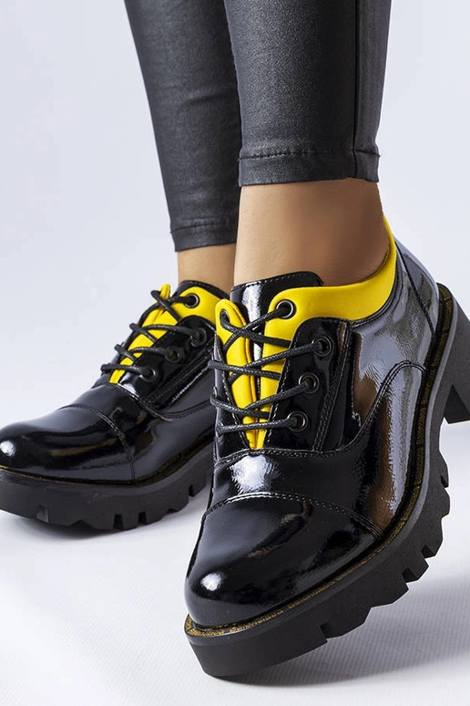 Zapatos de charol negro-amarillo,...